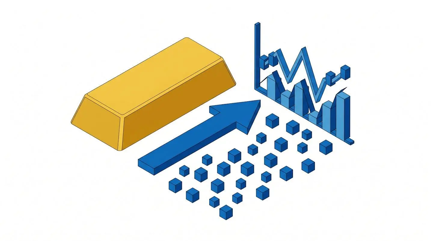 Illustration représentant un lingot d'or connecté à un graphique boursier, symbolisant un ETF or.